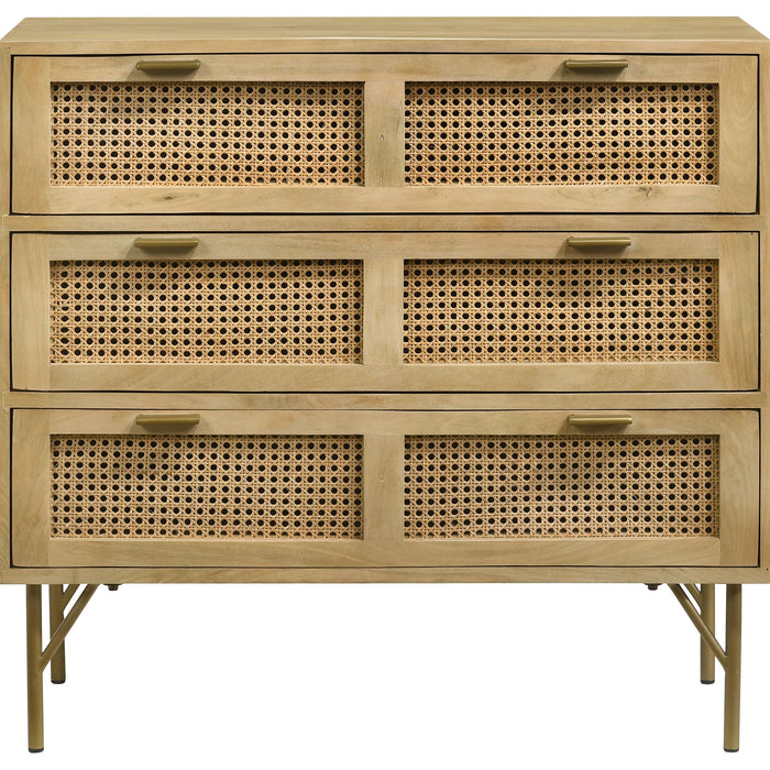 Coaster Zamora 3-drawer Accent Cabinet Natural and Antique Brass Default Title