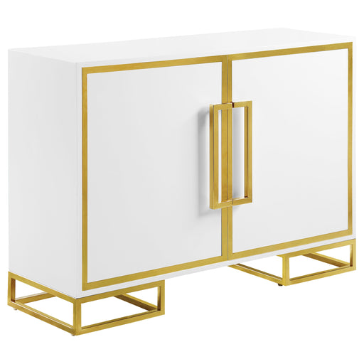 Coaster Elsa 2-door Accent Cabinet with Adjustable Shelves White and Gold Default Title