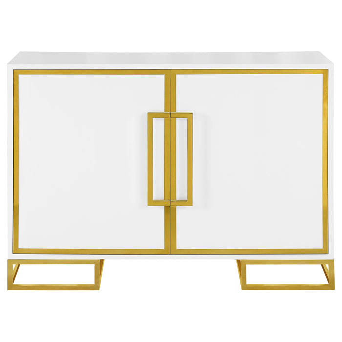 Coaster Elsa 2-door Accent Cabinet with Adjustable Shelves White and Gold Default Title