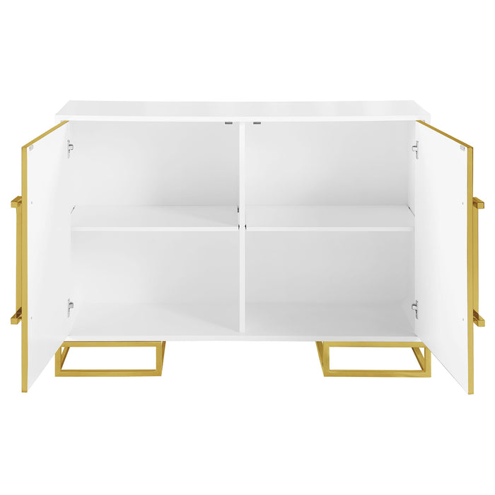 Coaster Elsa 2-door Accent Cabinet with Adjustable Shelves White and Gold Default Title