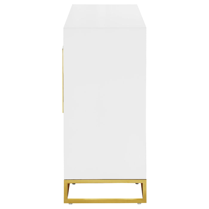 Coaster Elsa 2-door Accent Cabinet with Adjustable Shelves White and Gold Default Title