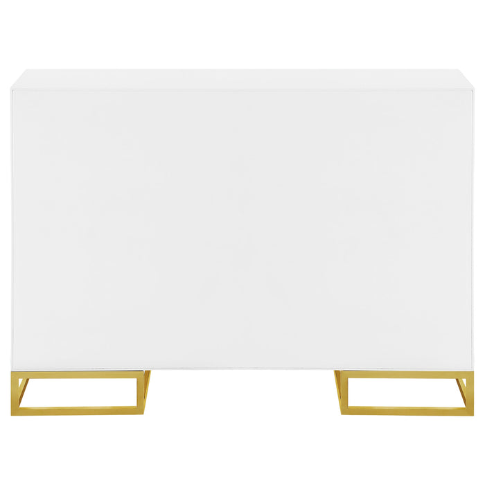 Coaster Elsa 2-door Accent Cabinet with Adjustable Shelves White and Gold Default Title