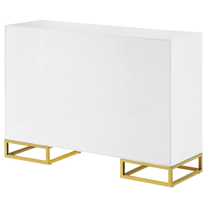 Coaster Elsa 2-door Accent Cabinet with Adjustable Shelves White and Gold Default Title