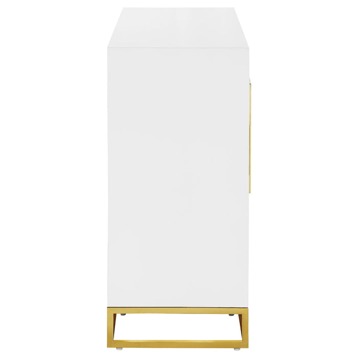 Coaster Elsa 2-door Accent Cabinet with Adjustable Shelves White and Gold Default Title