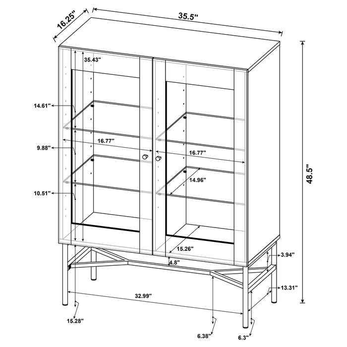 Coaster Bonilla 2-door Accent Cabinet with Glass Shelves Default Title