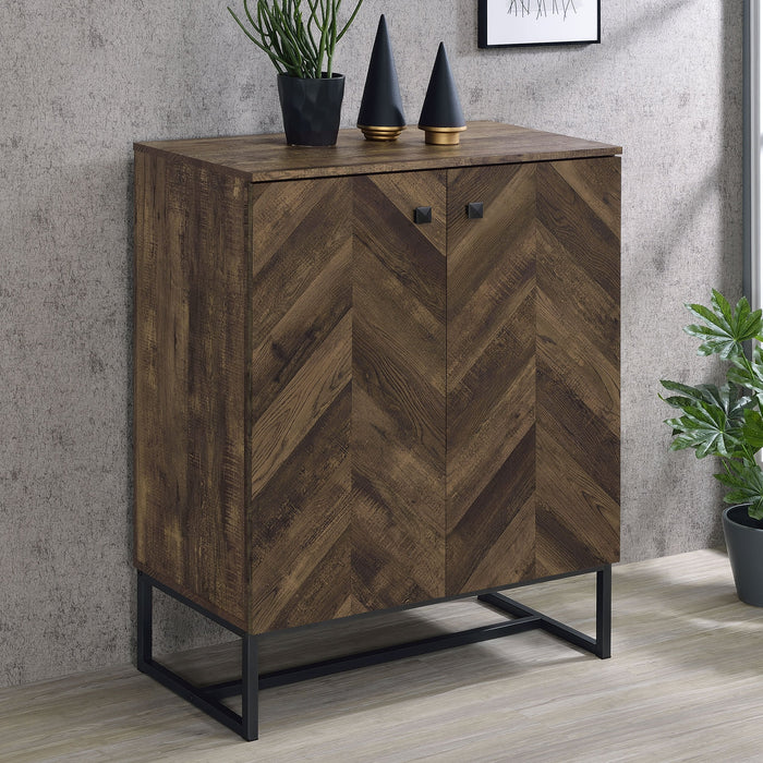 Coaster Carolyn 2-door Accent Cabinet Rustic Oak and Gunmetal Default Title