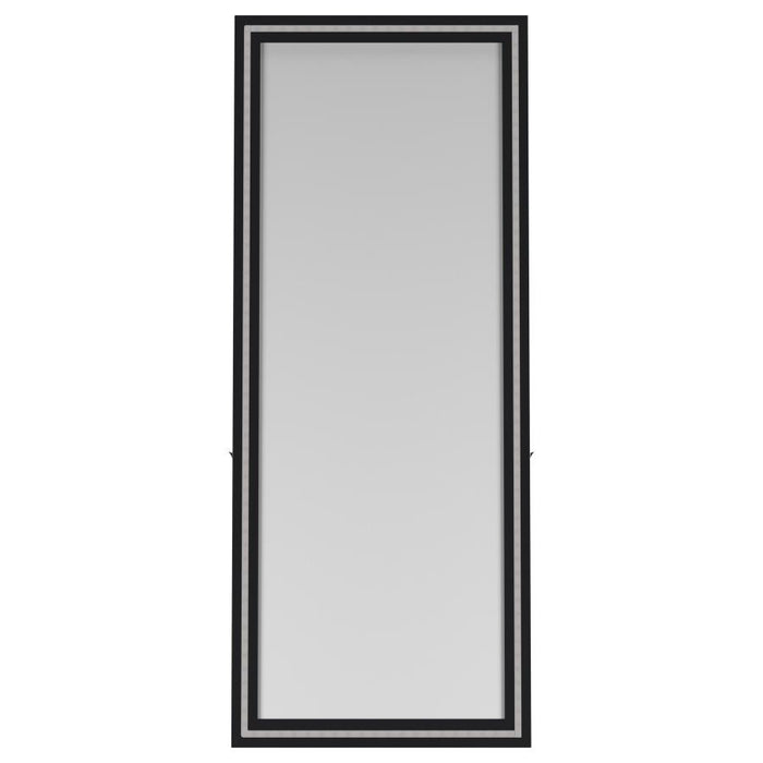 Windrose 28 x 67 Inch Tempered LED Standing Mirror Black