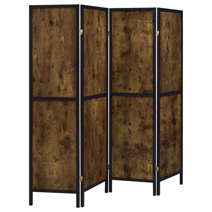 Coaster Deepika 4-panel Folding Screen Antique Nutmeg and Black Default Title