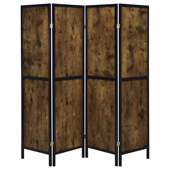 Coaster Deepika 4-panel Folding Screen Antique Nutmeg and Black Default Title