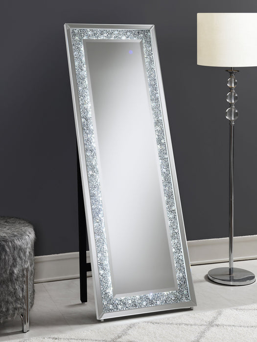 Coaster Carisi Rectangular Standing Mirror with LED Lighting Silver