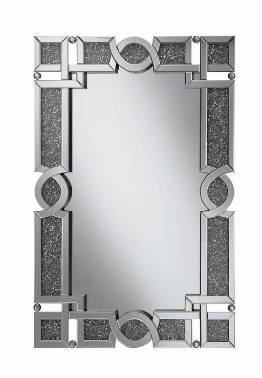 Coaster Jackie Interlocking Wall Mirror with Iridescent Panels and Beads Silver Default Title