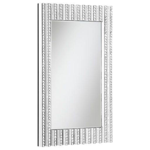Coaster Aideen Rectangular Wall Mirror with Vertical Stripes of Faux Crystals Default Title