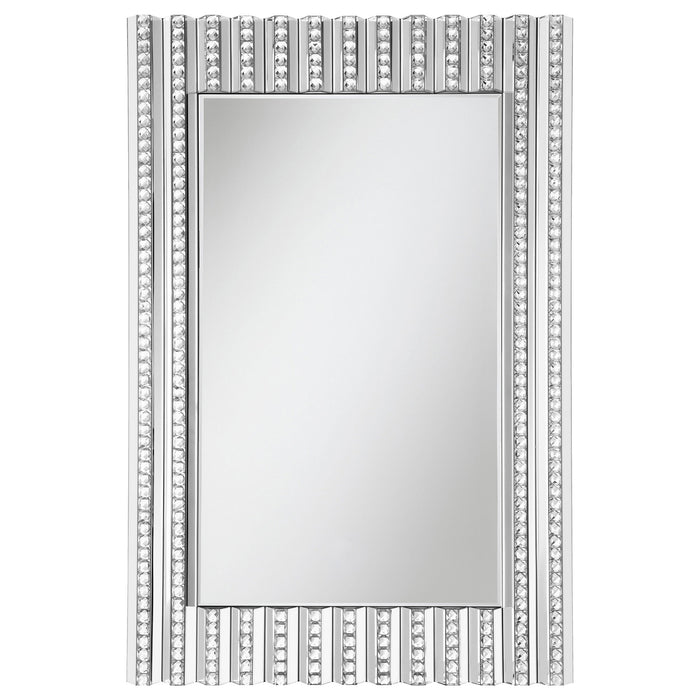 Coaster Aideen Rectangular Wall Mirror with Vertical Stripes of Faux Crystals Default Title