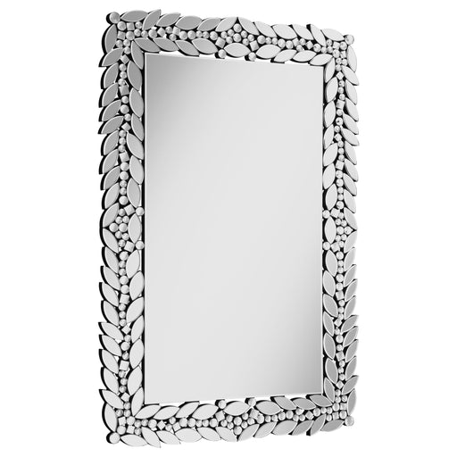 Coaster Cecily Rectangular Leaves Frame Wall Mirror Faux Crystal Default Title