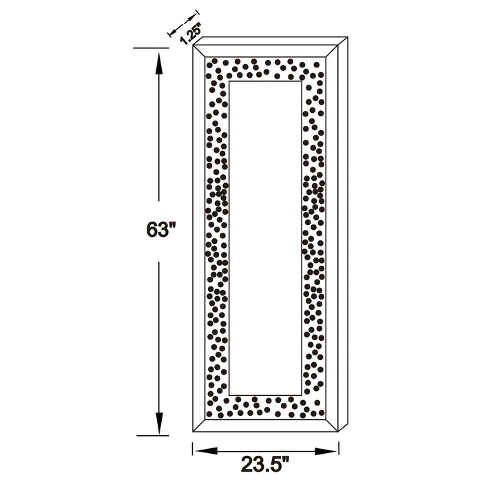 Coaster Valerie Crystal Inlay Rectangle Floor Mirror Default Title