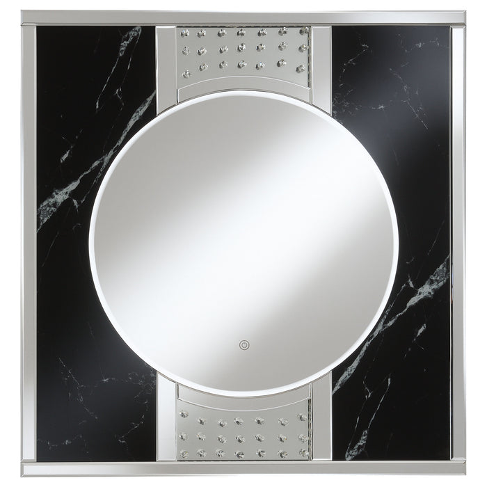 Carter 34 x 36 Inch Square LED Light Wall Mirror Black