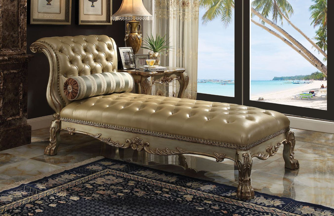 Dresden Chaise with Crystal Like Button Tufted Backrest & Seat