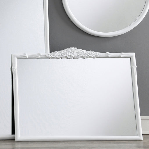 Coaster Sylvie French Provincial Rectangular Mantle Mirror White Default Title