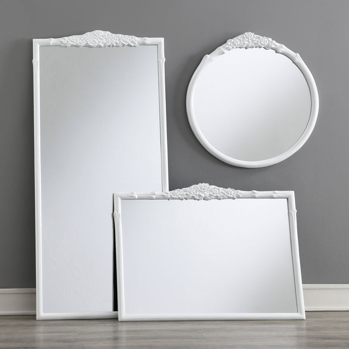 Coaster Sylvie French Provincial Rectangular Mantle Mirror White Default Title