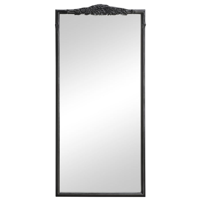 Coaster Sylvie French Provincial Rectangular Floor Mirror Black Default Title