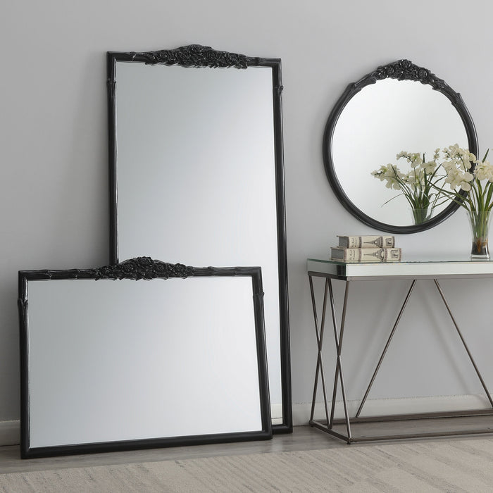 Coaster Sylvie French Provincial Rectangular Floor Mirror Black Default Title