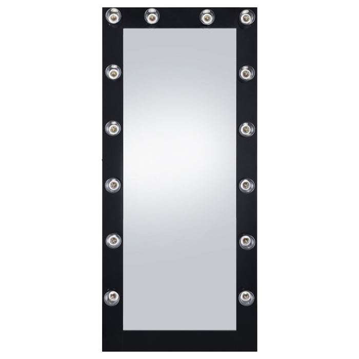 Coaster Zayan Full Length Floor Mirror With Lighting Black High Gloss Default Title