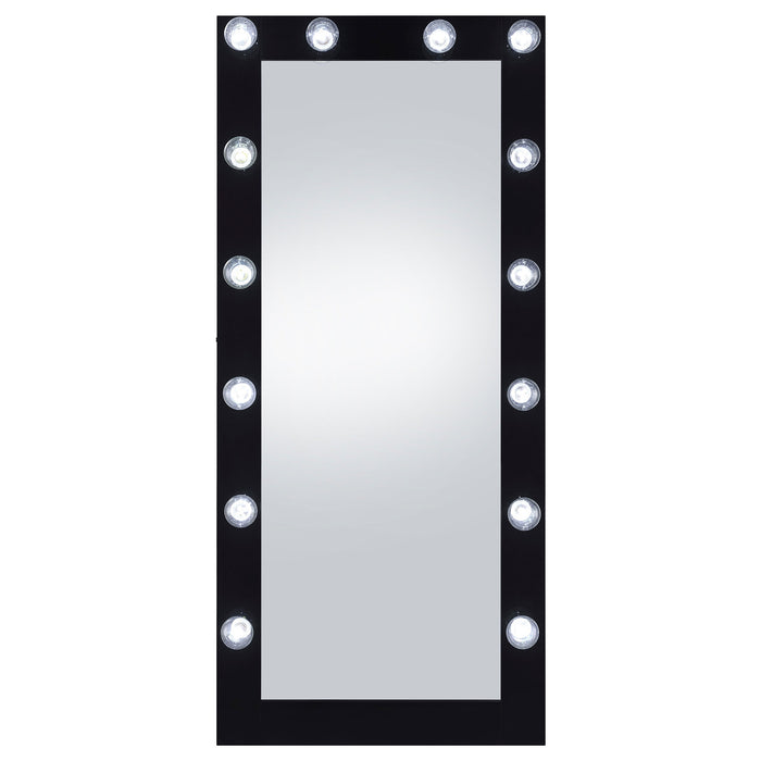 Coaster Zayan Full Length Floor Mirror With Lighting Black High Gloss Default Title