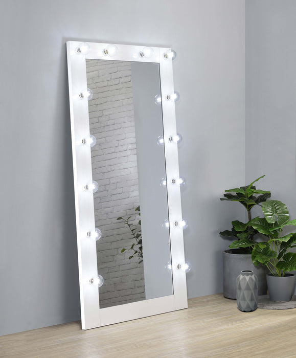 Coaster Zayan Full Length Floor Mirror With Lighting White High Gloss Default Title