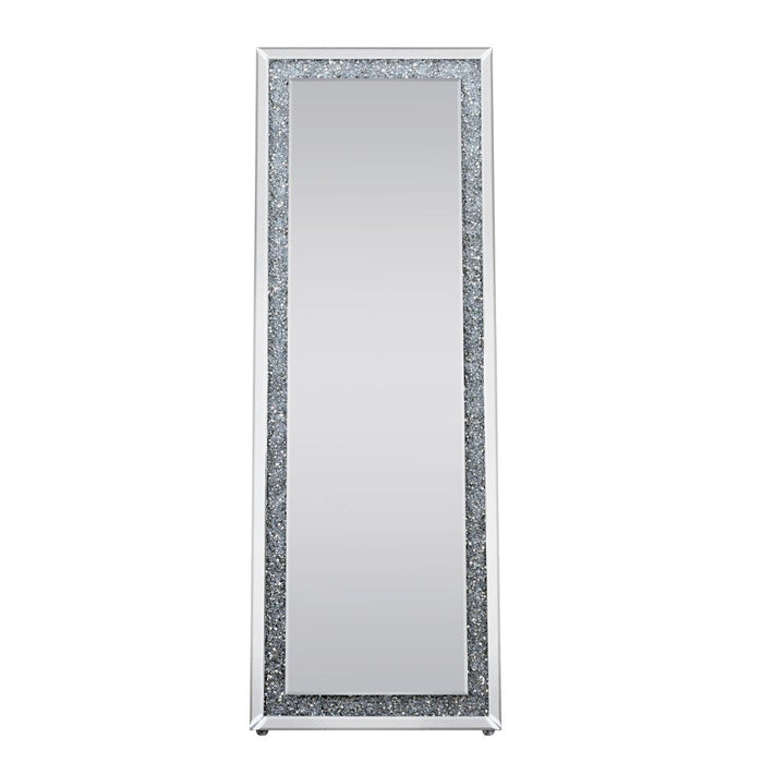 Noralie Glam Floor Mirror with Faux Diamonds Inlays