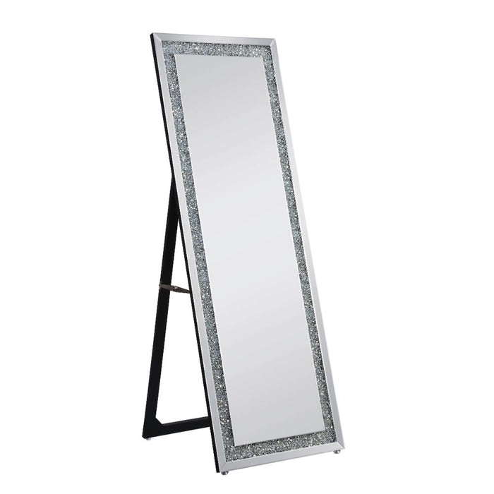 Noralie Glam Floor Mirror with Faux Diamonds Inlays