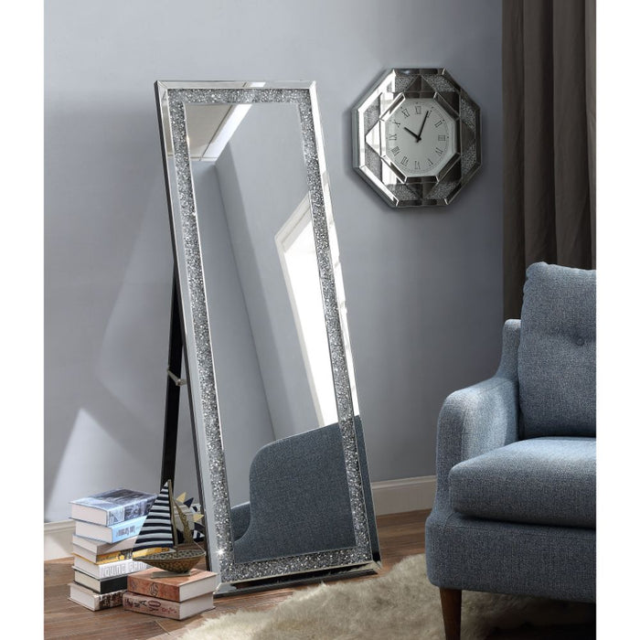 Noralie Glam Floor Mirror with Faux Diamonds Inlays