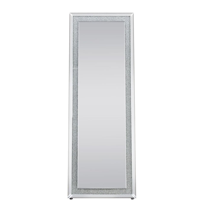 Noralie Glam Floor Mirror with Faux Stones Inlays