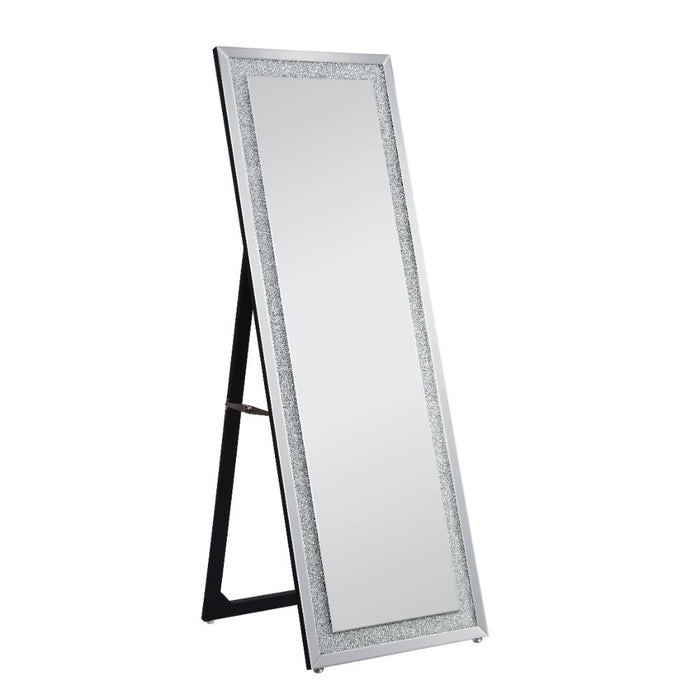 Noralie Glam Floor Mirror with Faux Stones Inlays