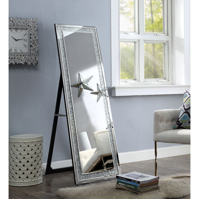 Noralie Glam Floor Mirror with Faux Stones Inlays