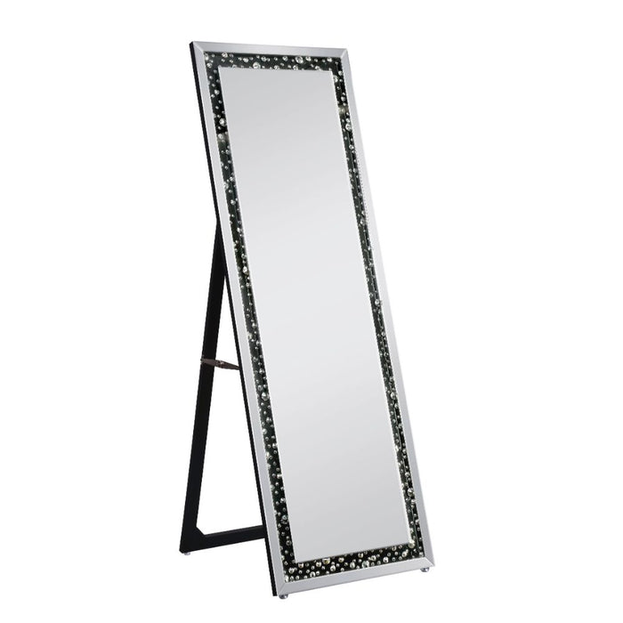 Nysa Glam Floor Mirror with Faux Crystal Inlays