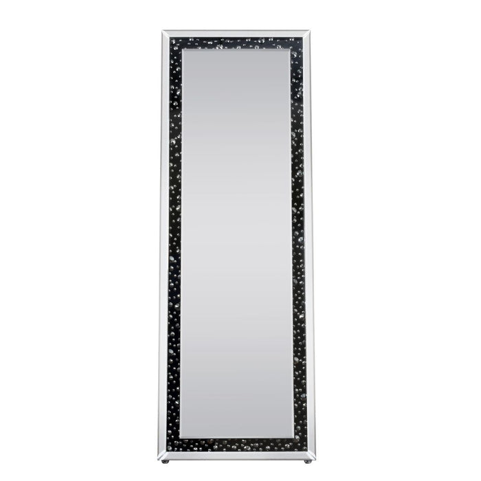 Nysa Glam Floor Mirror with Faux Crystal Inlays