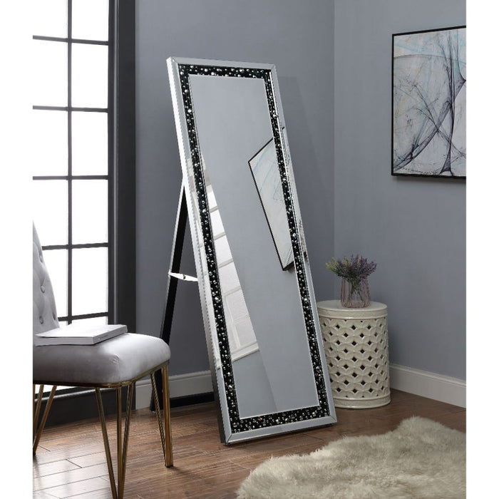 Nysa Glam Floor Mirror with Faux Crystal Inlays