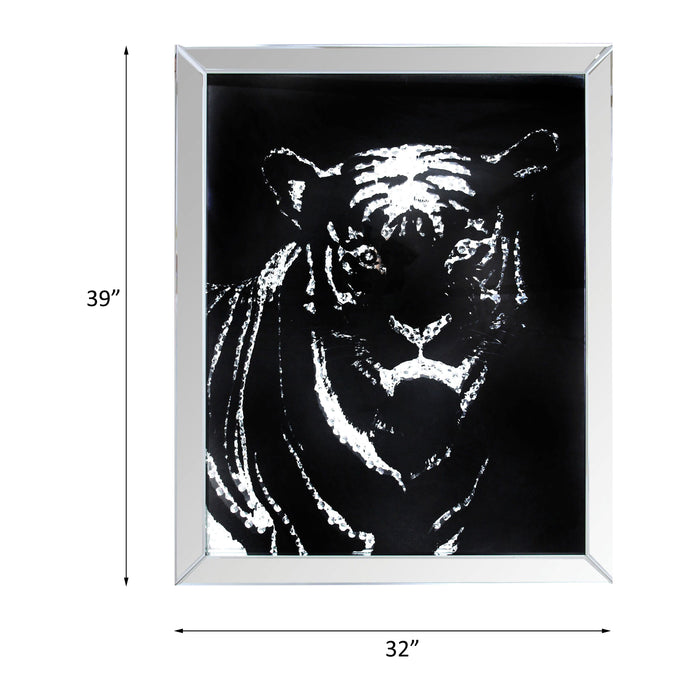 Talisha Glam Wall Art with Faux Crystal Tiger