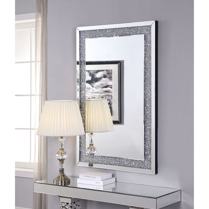 Noralie Glam Accent Mirror with Faux Diamonds Corner