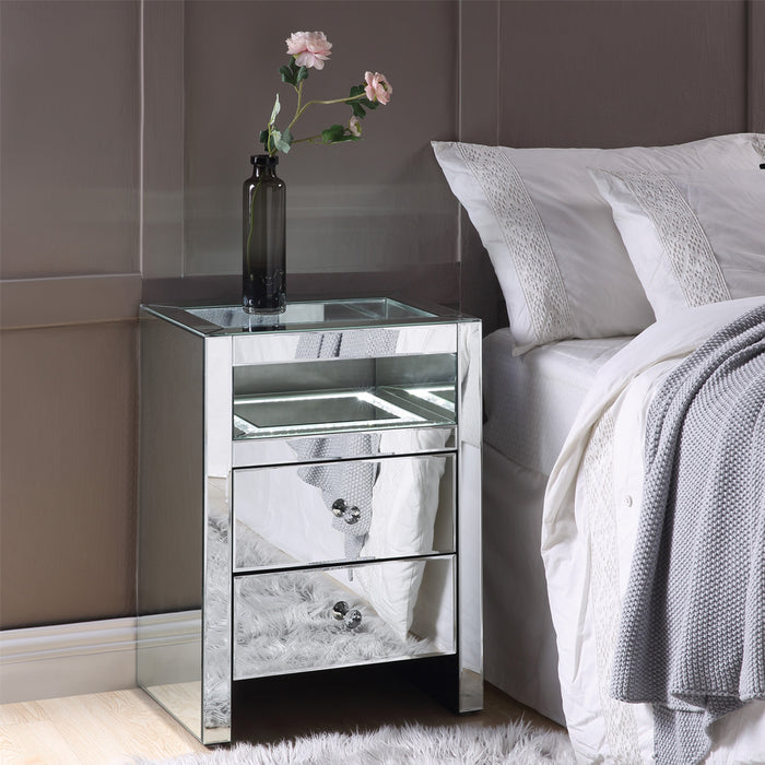 Dominic Rectangular 2 Drawers Accent Table with LED