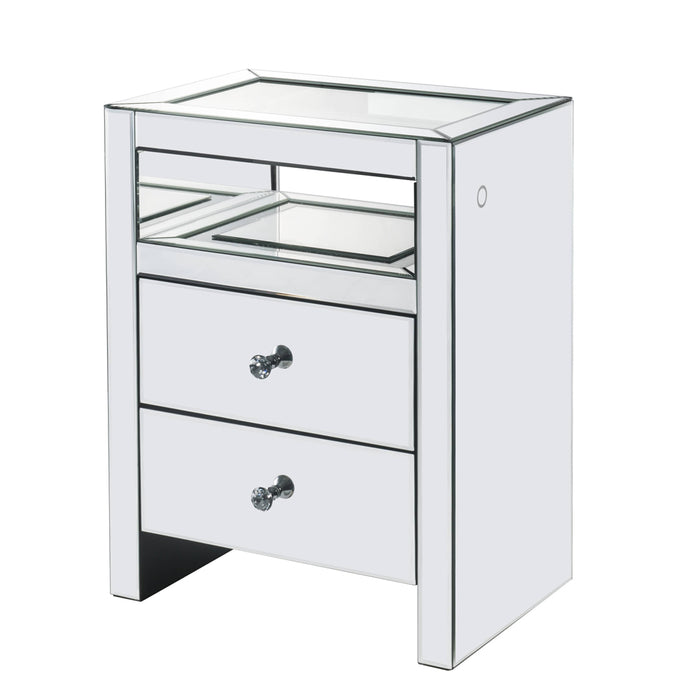 Dominic Rectangular 2 Drawers Accent Table with LED