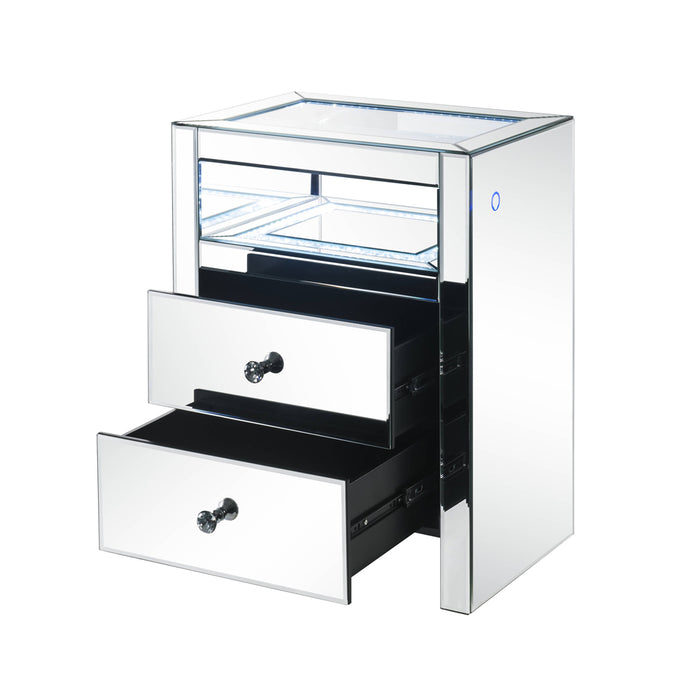 Dominic Rectangular 2 Drawers Accent Table with LED