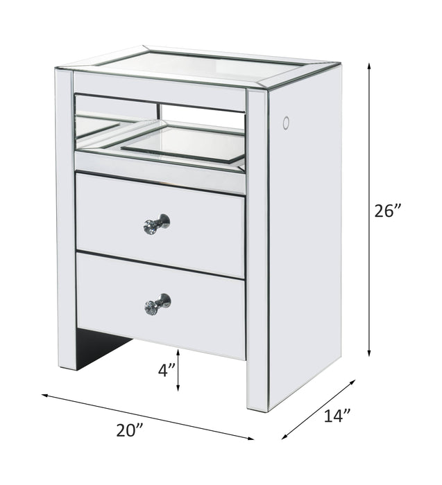 Dominic Rectangular 2 Drawers Accent Table with LED