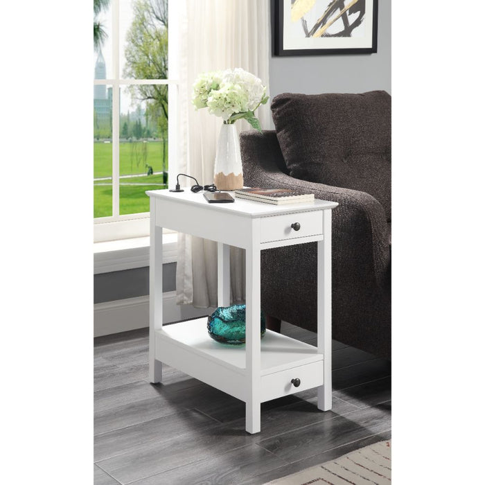 Byzad Rectangular 2 Drawers Accent Table with USB