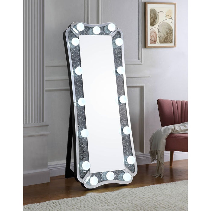 Noralie 26"W x 63"H Glam Floor Mirror with LED