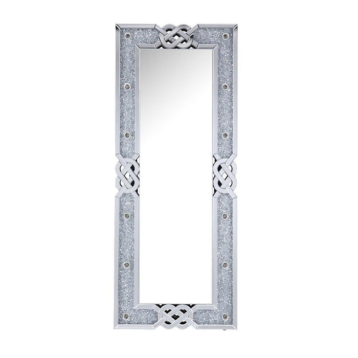 Noralie Rectangular Glam Floor Mirror with Faux Diamonds Inlay