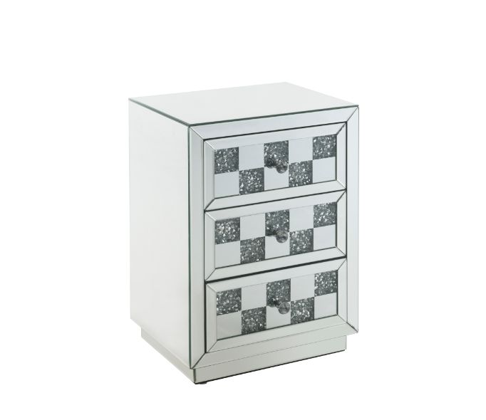 Noralie 3 Drawers Glam Rectangular Accent Table with Checkered Pattern