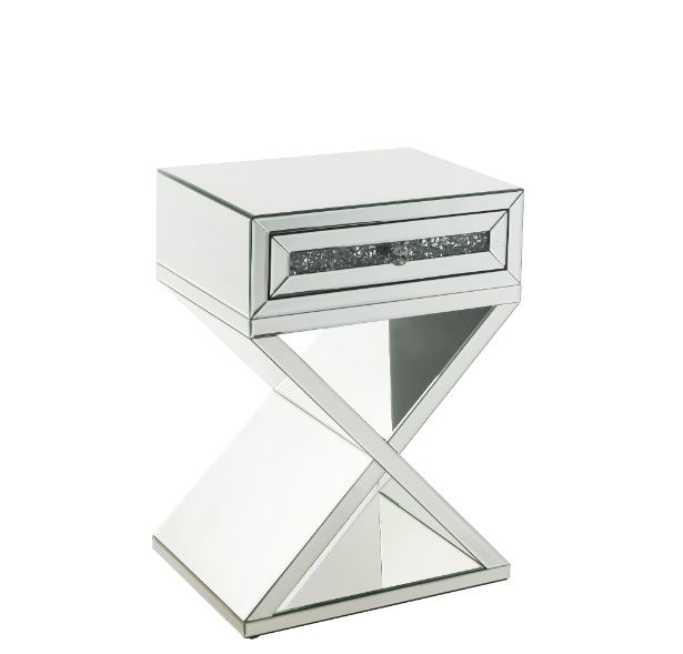 Noralie Glam Rectangular Accent Table with X-Shape Base