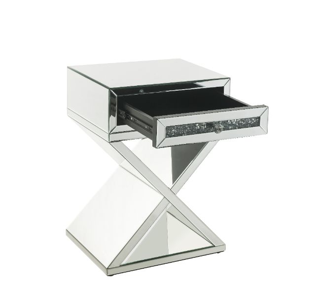 Noralie Glam Rectangular Accent Table with X-Shape Base