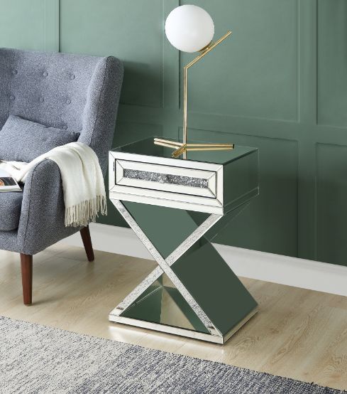 Noralie Glam Rectangular Accent Table with X-Shape Base